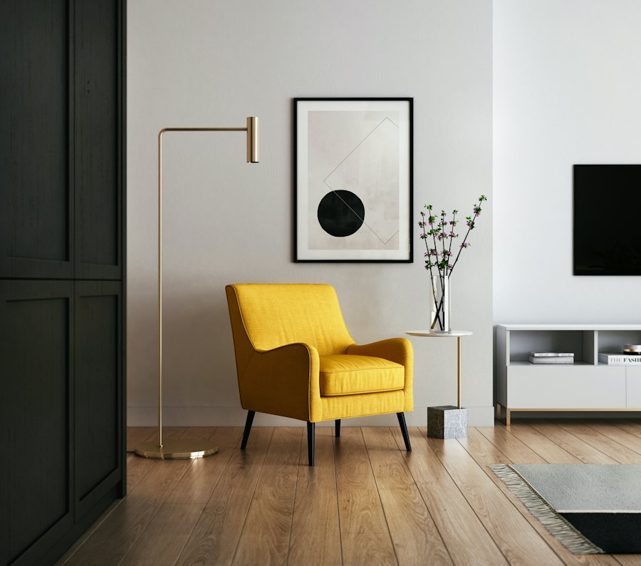 Living room with clean neutral walls